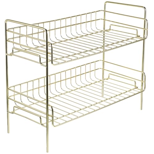 Garneck Gold Plated Iron Double Layer Storage Rack Kitchen Accessory Household Sponge Drain Rack Draining Holder