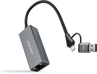 Nano Cable 10.03.0411 – Convertitore USB-C + USB-A/M 3.0 a Ethernet, Alluminio, Grigio, 15 cm