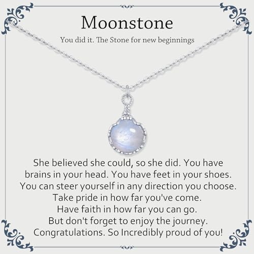 New Beginnings Moonstone Sterling Silver Necklace for Women, Graduation Gifts for Her, Inspirational Gifts for Best Friend or Daughter