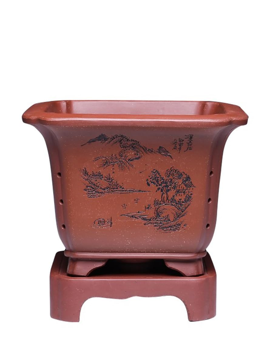 Gelasige A Flower Pots Purple Clay Planter With Tray Ceramic Large Indoor Outdoor Plant Container Outdoor Flower Pots