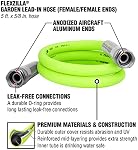 Flexzilla Tuyau au plomb de jardin, 5/8" x 5', Femelle/Femelle 3/4" - 11 1⁄2 GHT Raccords