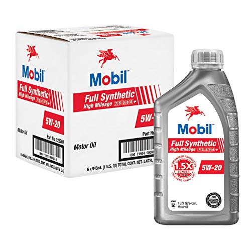 Mobil Full Synthetic High Mileage Motor Oil 5W-20, 1 Quart (...