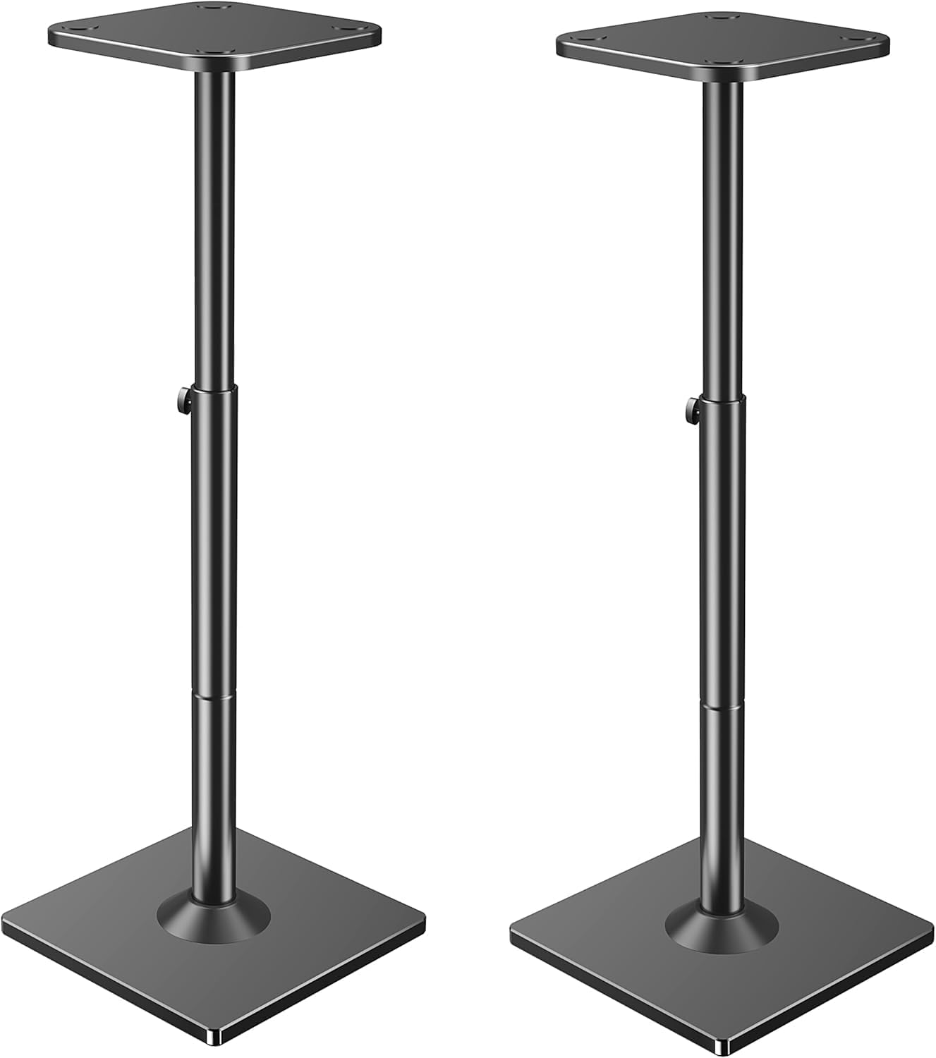ELIVED Universal Lautsprecherständer höhenverstellbar bis 95cm, Boxenständer mit Glassockel & interner Kabelkanal für Regallautsprecher, 10kg Tragkraf, Schwarz, 1 Paar