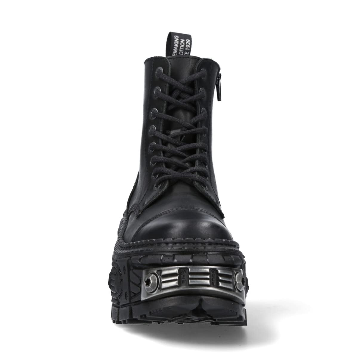 Stivali Unisex NEW ROCK Suola TANK con cerniera Colore Nero pelle/Unisex Black Boots Leather Zip M.WALL083C-S4