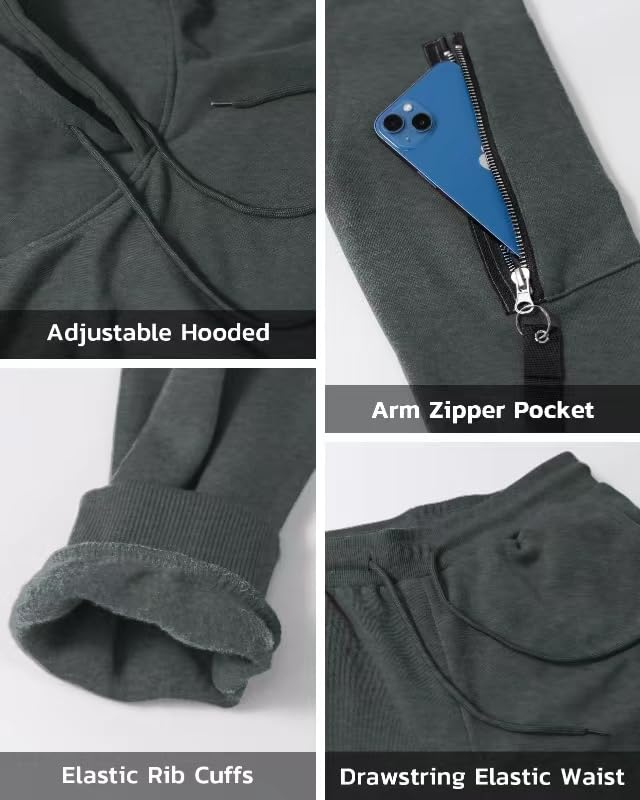 Image of Men's Sweatsuits Set 2 Piece Hoodie Outfit Jogging Tracksuits for Men Casual Athletic Long Sleeve Pullover Suit Set