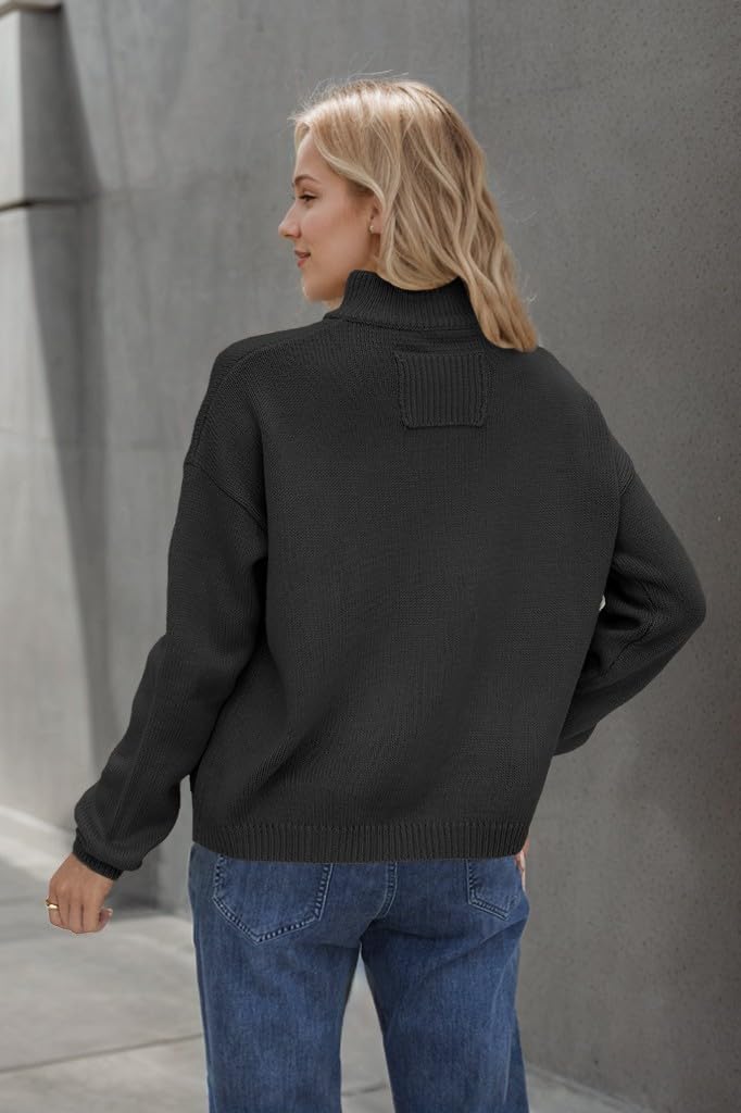 jinghuiyue Cárdigan de manga larga para mujer, con botones, chaqueta de punto a la moda, parte delantera abierta, con bolsillo