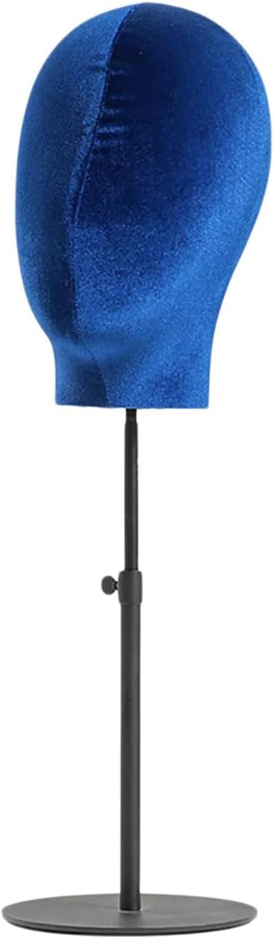 Height Adjustable Stand Velvets Manikin Head for Professional Hat and Wigs Display Retractable Metal Base Holder Adjustable Wigs Stand