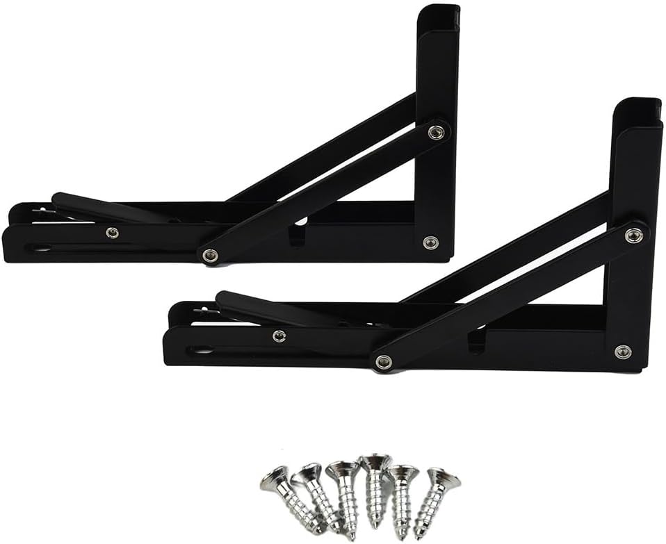 2 Pack RV Folding Bracket Shelf Support Stainless Steel Wall Mount Table Holder for Motorhome for caravan Camper Black 7.9x4.5 Inch