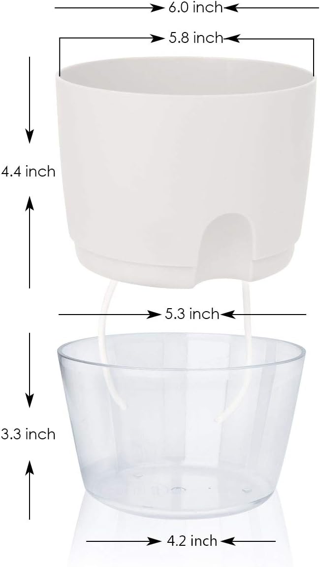 The 6 Inch Self Watering Planter Pots are a convenient and practical solution for indoor plant enthusiasts. These pots come in a pack of three and are designed specifically for African Violets. The pots feature a wick rope system that allows the plants to absorb water as needed, avoiding over or under-watering.