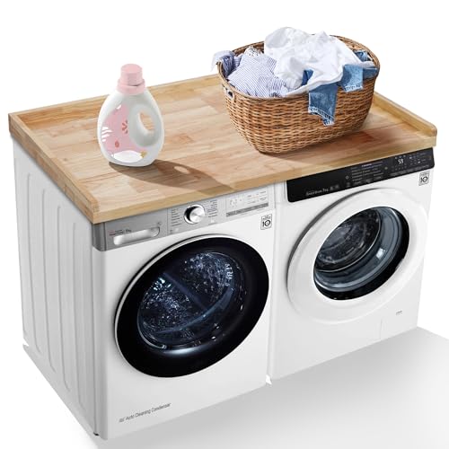 Murago Washer Dryer Countertop, 100% Solid Wood Washer and Dryer Countertop, Clothes Folding Station Topper for Front Load Machines, Fits All Major Brands, Natural