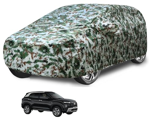 Image of Auto Hub Waterproof Car Cover Compatible with Creta (Model : 2024-Till Date) with Mirror Pocket, Soft Cotton Lining, Waterproof Creta 2024 Car Cover- Forest Look