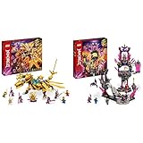 LEGO 71774 NINJAGO Lloyds Ultragolddrache, Set mit Drachen-Figur und 9 Mini-Actionfiguren & 71771 NINJAGO Der Tempel des Kristallkönigs, Spielset mit Minifiguren Cole, Zane, Kai und Jay