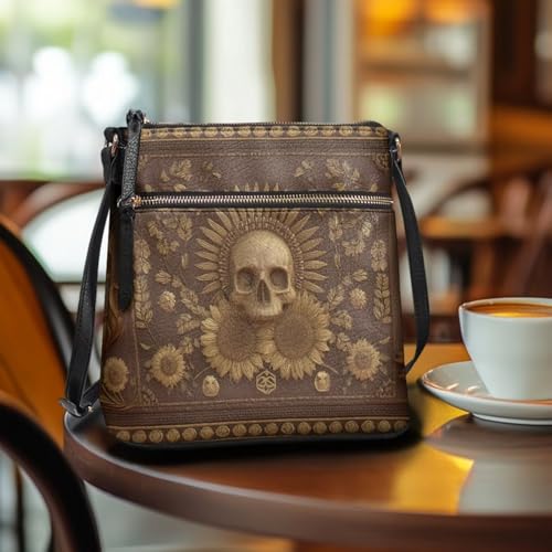 Image of Leather Women Crossbody Hobo Bag Satchel Purse Handbag with Adjustable Shoulder Strap and Zipper Pockets