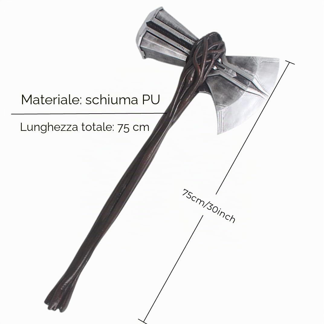 damdos Accessorio per Halloween Martello Arma Martello da Cosplay Misura 1:1 in schiuma PU Stormbreaker Thor's Odinson Stormbreaker Ascia Love and Thunders Marteau Collector Cool Regali di compleanno