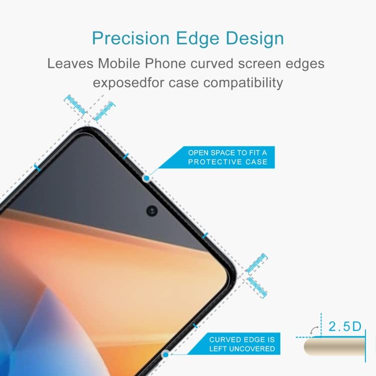 Image of Casodon 5D Tempered Glass Screen Protector Guard for iQoo Z7 5G - Black