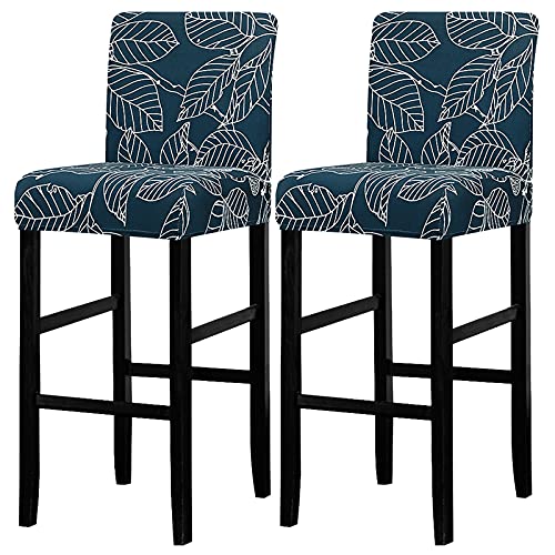 Image of Lellen Bar Stool Chair Covers Set of 2,Jacquard Bar Stool Cover Barstool Covers Slipcovers Stretch Bar Stool Covers with Backs Bar Stool Protector Covers for Kitchen Dining Room Counter Island