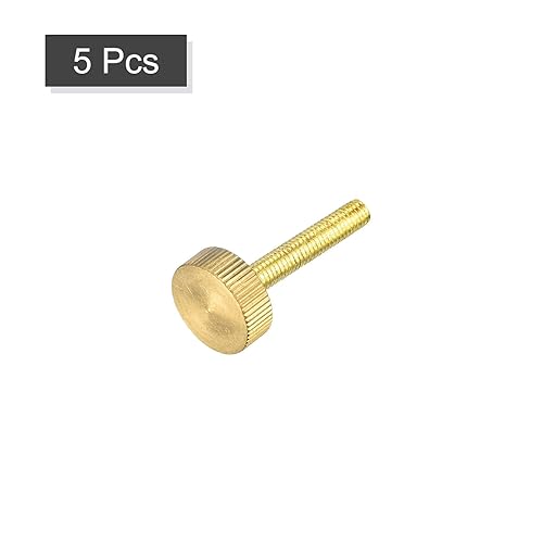 Miniatura 8 de uxcell Tornillos de pulgar moleteados pernos de latón plano M6x10mm para PC electrónico mecánico 10 unidades