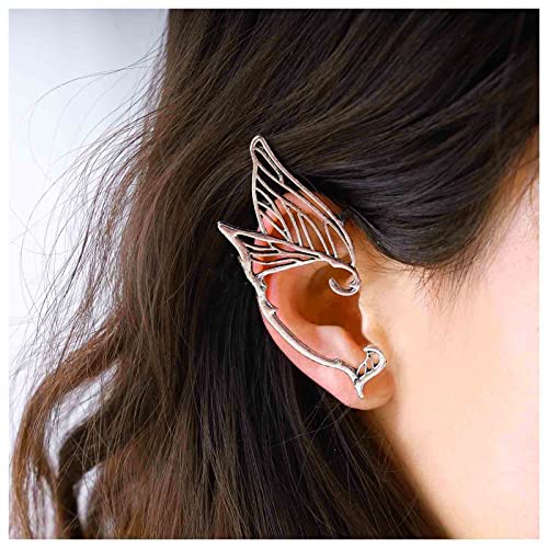 Dervivea Gothic Elfen Ohrhänger Ohrringe Silber Flügel Ohrmanschette...
