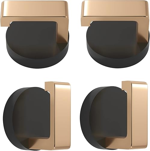 BWE Paquete de 4 ganchos para toallas montados en la pared, color negro mate y dorado, ganchos de pared resistentes modernos para baños, cocina,