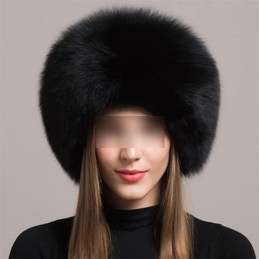 Cappello da donna spesso in finta pelliccia, caldo, alla moda, tinta unita, con paraorecchie