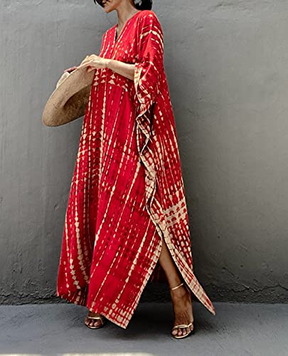 RanRui Women's Plus Size Caftans tie dye Vneck Kaftan Dresses Loose Soft Kaftan Loungewear2