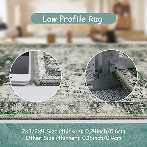 Moynesa Ultra-Thin Washable Runner Rug -2x6 Rug Runners for Hallways Non Slip Stain Resistance, Vintage Non Shedding Indoor Throw Carpet Runner for Bathroom Entry Door Kitchen Laundry Room, Grey