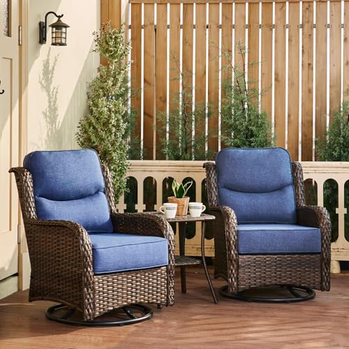 HILLGA Luxury Outdoor Swivel Rocker Patio Chairs of 2...