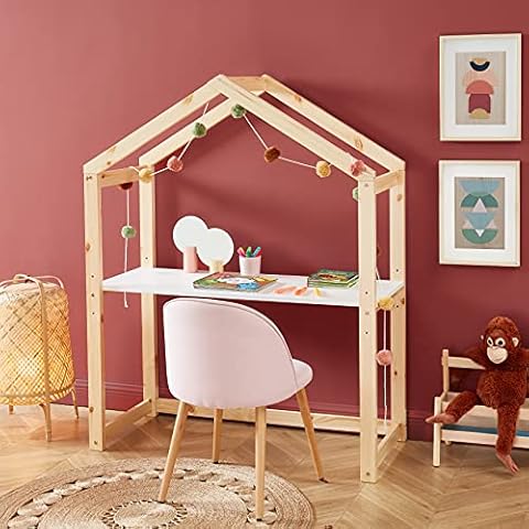 BAÏTA Escritorio Infantil de Madera de Pino Blanco Cover