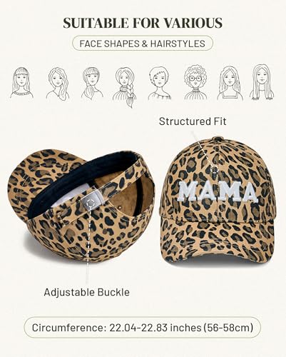 Image of Womens Baseball Cap Trendy Leopard Print Embroidery Cotton Breathable Adjustable Cap for Outdoor & Gifting