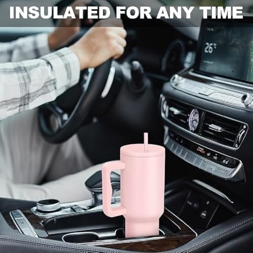 Image of Stainless Steel 1200 ml Vacuum Tumbler with Lid & Straw - Double‑Wall Insulated Cup for Travel, Gym & Office - Keeps Beverages Hot or Cold - 1.2 L Capacity (Light Pink)