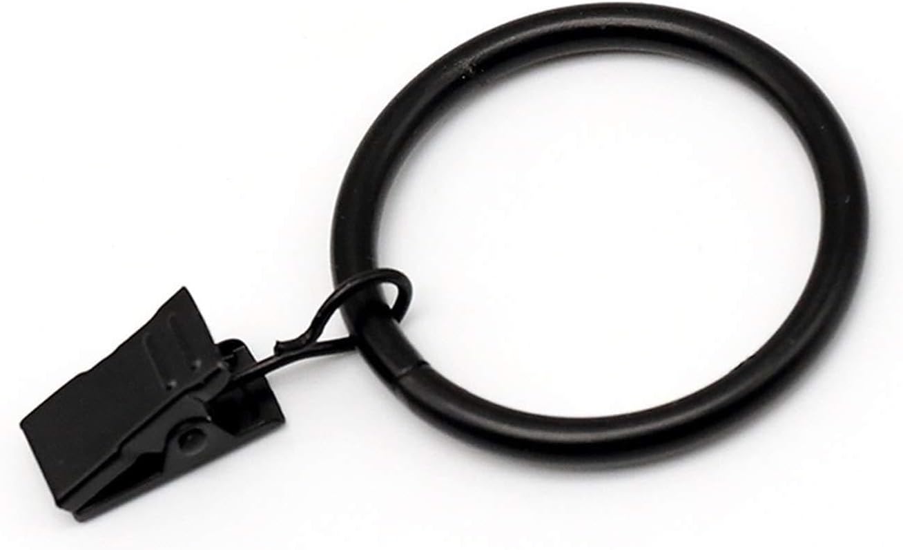 Curtain Rings Metal Curtain Ring with Clip, Shower Room Perforated Ring, Curtain Accessories, Curtain Buckle, Hook and Loop(A)