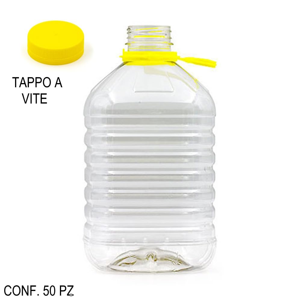 Generico 50 Pz CONTENITORE PET 3 Lt BOCCIONE DAMIGIANA TAPPO AUTOSIGILLANTE PER VINO OLIO