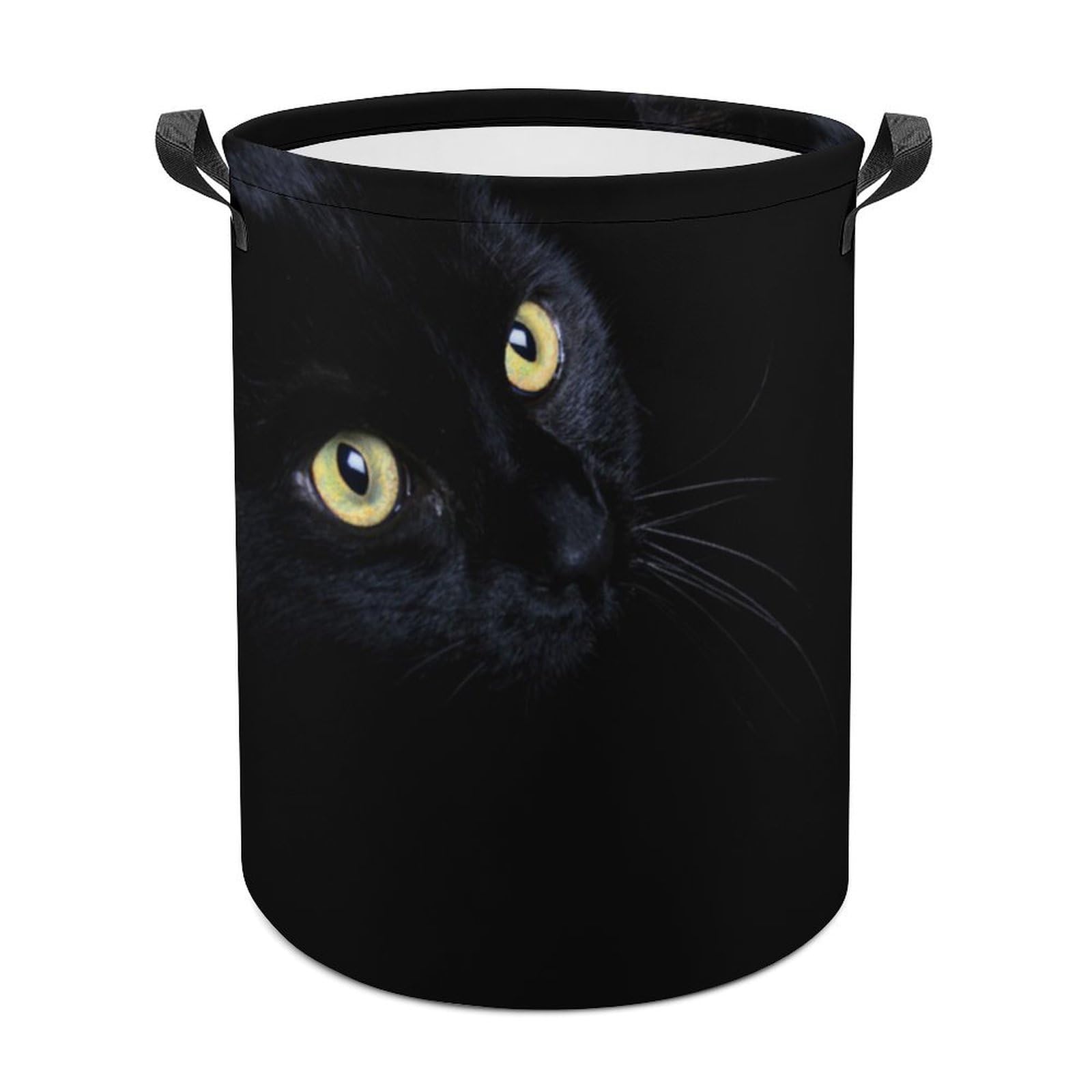 MHYRAC Laundry Hamper, Black Cat Laundry Basket, Washing Basket with Handle