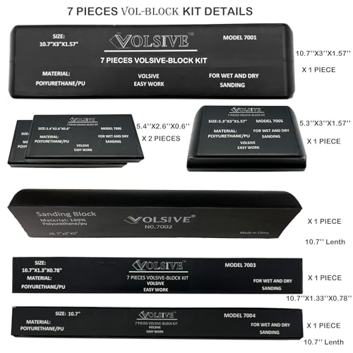 image for VOLSIVE Hand Sanding Block Set of 7,PSA Base Auto Body Sanding Block K