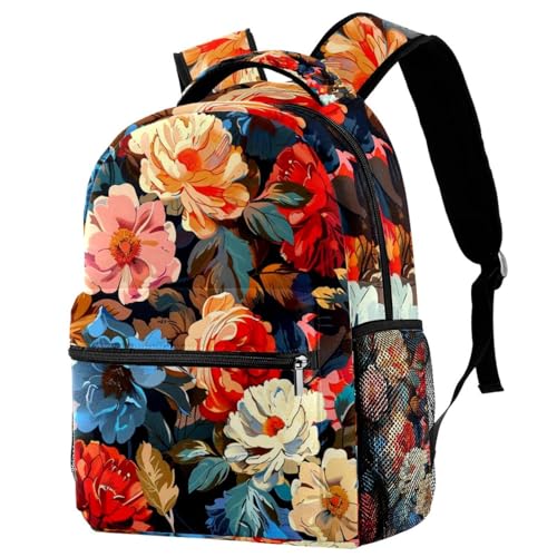 Sac à dos voyage vintage aux motifs de fleurs colorées uniques