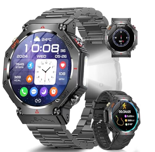Marsyu GPS Smart Watch for Men with Compass LED Flashlight,1.39