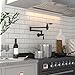 GIMILI Matte Black Pot Filler Faucet Wall Mount Kitchen Faucets Over Stove Faucet Folding Faucet with Double Joint Swing Arms
