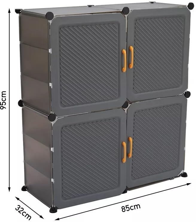 Image of Sunderlook Shoe Rack Plastic for Home- Slipper Stand, Professional Shoe Stand, Chappal Stand, Multipurpose Foldable Standing Comfort Runner Shoe Rack with Door (Grey, 12 Shelf 4 Door)