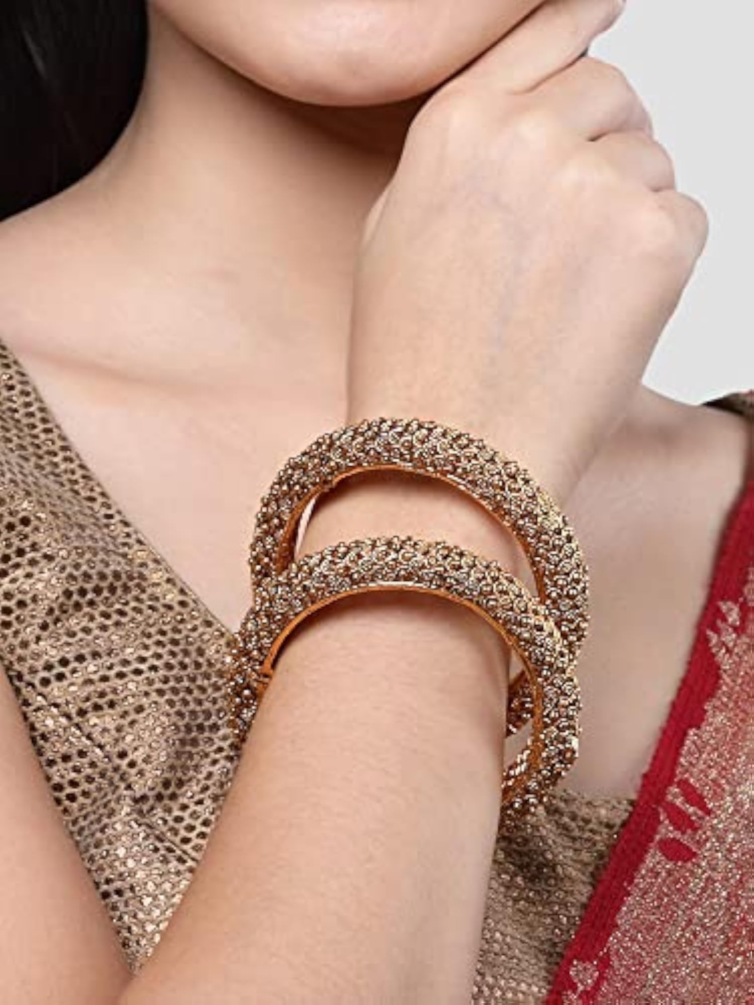 Set of 2 Rajwadi Plated Antique Temple Bangles