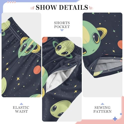 Pajama Bottoms, Aliens Cartoon Pattern Pajamas Pant Lounge Wear Sleep Long Pants Casual Sleepwear Pjs4
