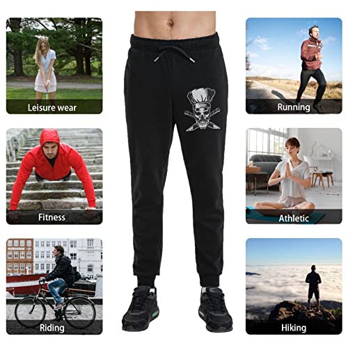 Mortgats BLACK-32 Mens Jogger Sweatpants Skull-Chef Cooking Skull Jogger Elastic Waist Pajama Pants thumb #4