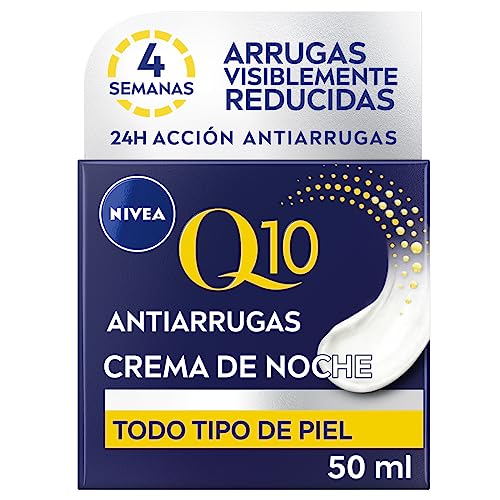 NIVEA Q10 Power Antiarrugas Cuidado de Noche (1 x 50 ml), crema antiarrugas hidratante, crema de noche para reducir las arrugas, crema reafirmante facial, 6.8
