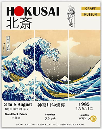 Affiche Hokusai La Grande Vague de Kanagawa pour expo d'art japonais 30x40cm