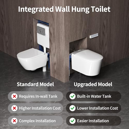 Image of DeerValley Wall-Hung Smart Toilet with Bidet, Auto Open /Close, Foam Shield