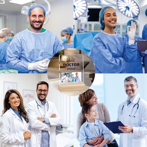 Image of Giftplease Best Doctor Photo Plaque with Wooden Stand | Personalised Gift for Doctors | Thank You Gift for Medical Professionals | Home Office Table Decor |Appreciation Frame for Doctor DCT 04