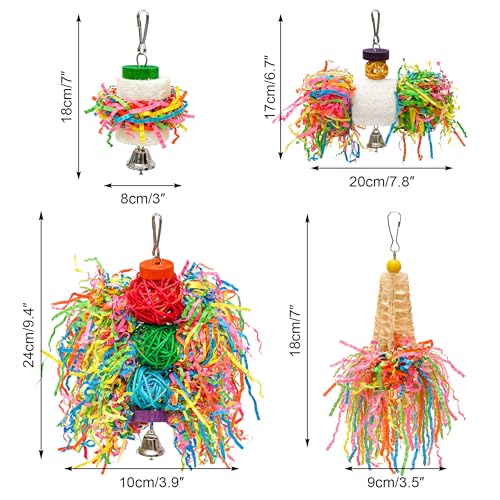 4PCS Bird Parrot Foraging Toys Parakeet Chewing Hanging Toy Shredder Paper Cage Accessories for Small Parrots Parakeets Conures Cockatiels Love Birds Cage Toy (4Pack) - Image 2