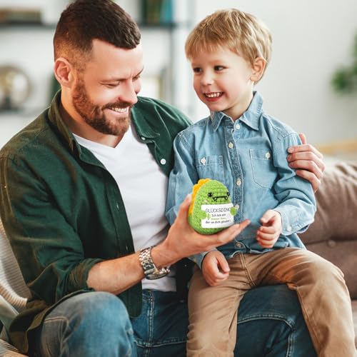 HUKUMA Positive Geschenke Dino Kuscheltier,Gehäkeltes Emotional Support Geschenk,Positives Dinosaurier,Stress Relief Gifts,Positive Crochet Animals,Pocket Hug Dinosaur Support Mental Health