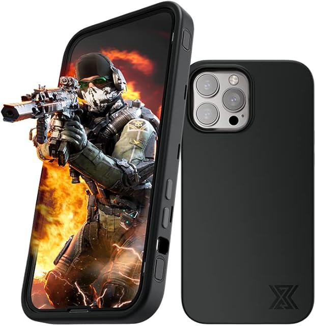 iPhone 13 Mobile Gaming Triggers Controller Case and Gaming Glass (Screen Protector) for PURG/Sniper/Fortnitee/Call of Duty and other shooting games Black
