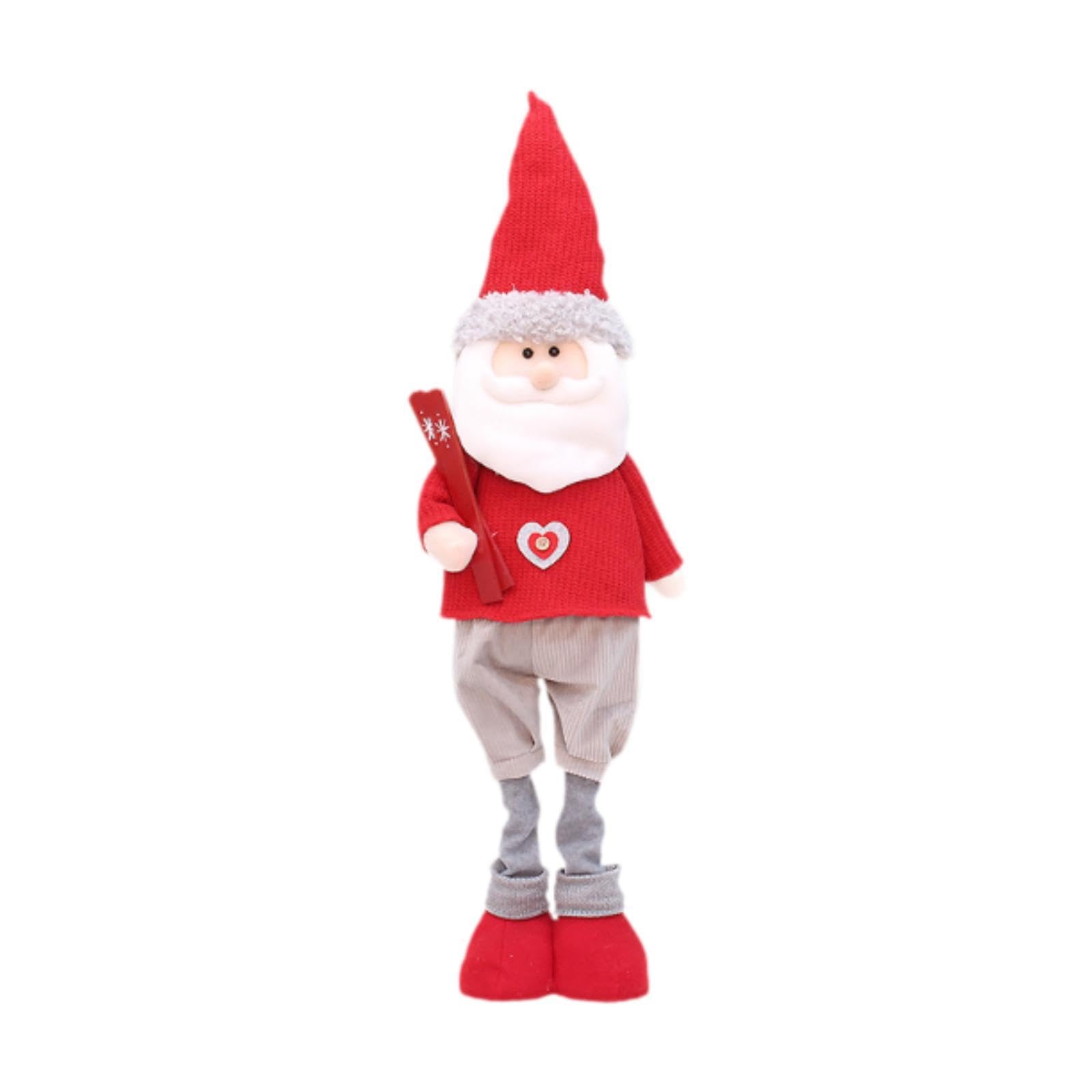 Figurita Navideña Muñeco Decorativo Telescópico Ajustable Diseño Creativo Artesanal Hecho a Mano Relleno Regalo Navideño Adecuado para Fiestas Decorac, Papá Noel, Individual