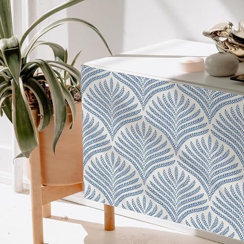 Image of Veki Luxury Floral & Botanical Geometric Wallpaper Mural - Waterproof, Moisture-Proof, Self-Adhesive PVC Wall Sticker for Home & Hotel Decoration (45cm x 300cm) (Blue Leaf)